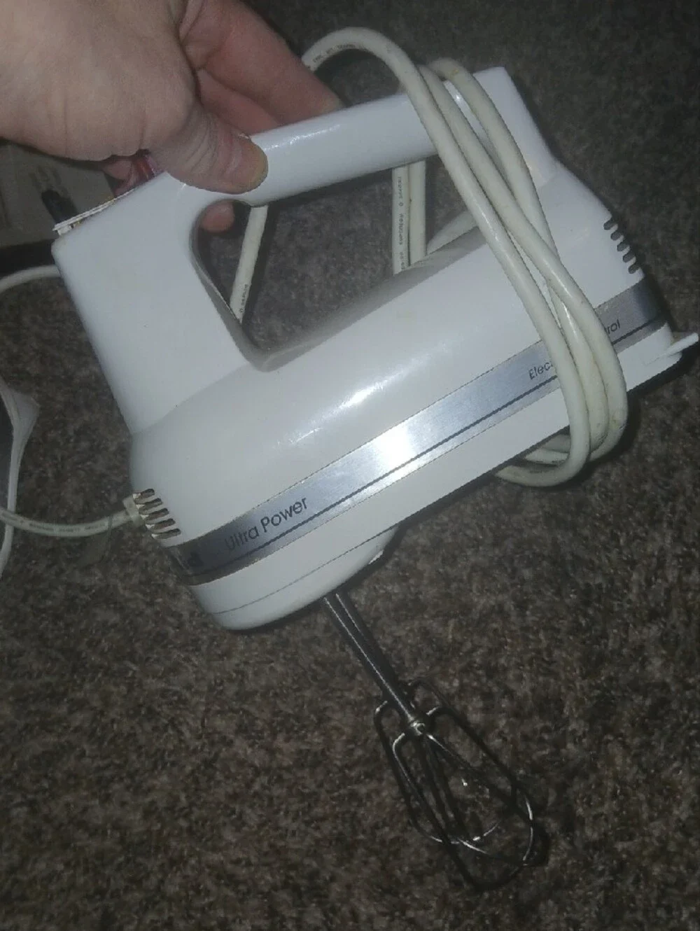 Vintage KitchenAid White Hand Mixer Ultra Power 3-Speed-tested Works